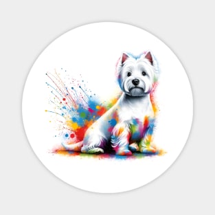 West Highland White Terrier in Vivid Splash Art Magnet